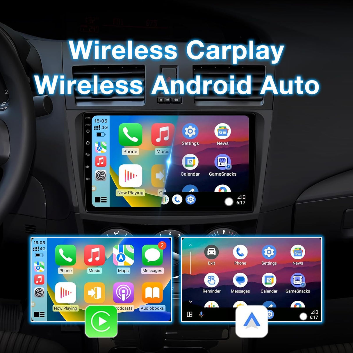 Android 13 Car Stereo for 2009-2013 Mazda 3 Supports Wireless CarPlay & Android Auto