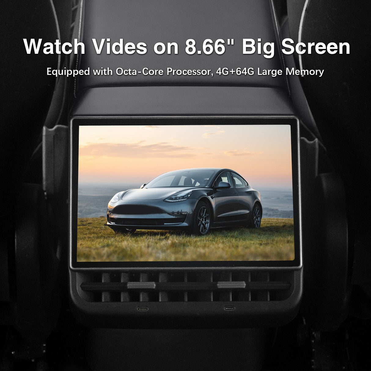 8.66 Inch Tesla Rear Display Screen for Model 3&Model Y Supports Youtube/Netflix/CarPlay