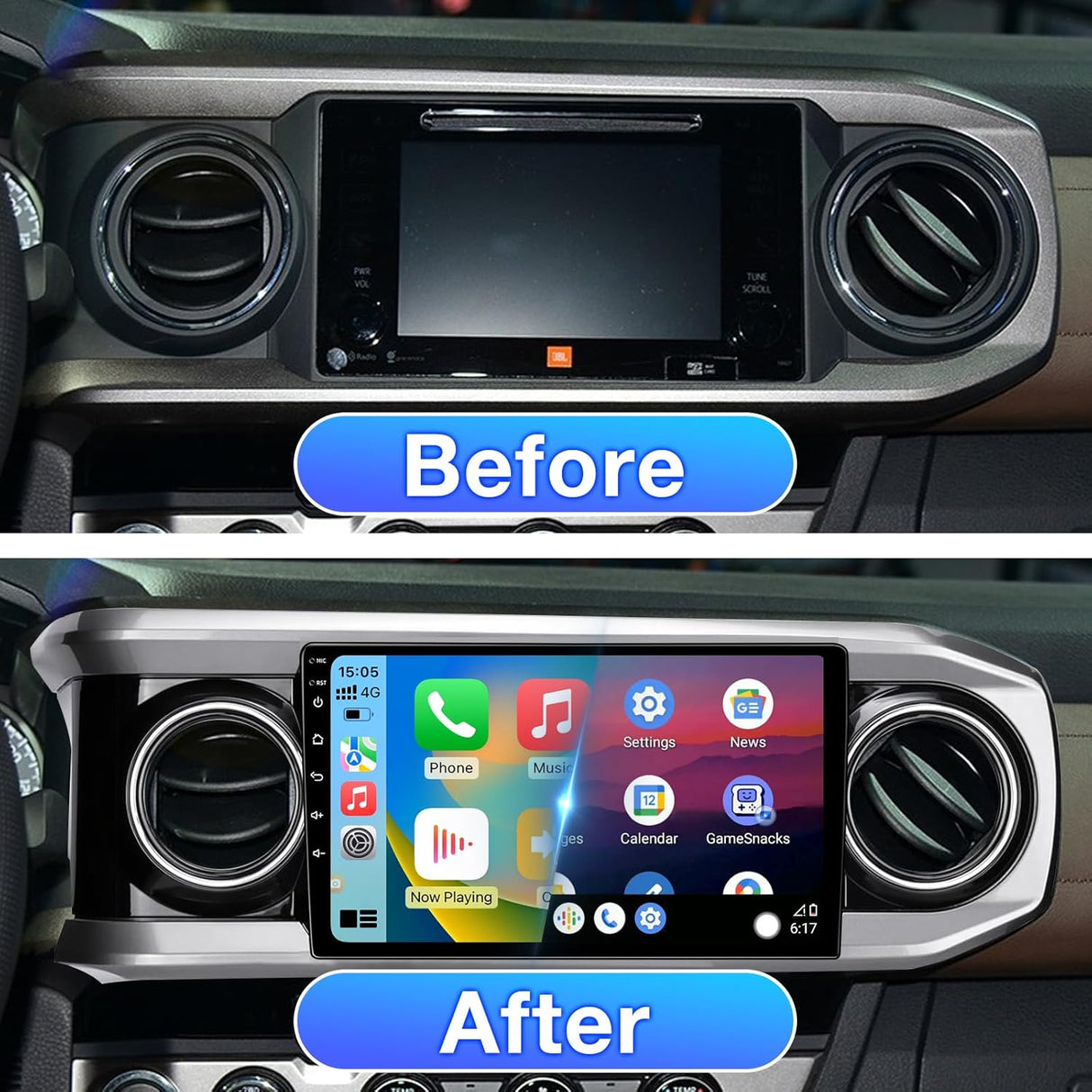 Android 13 Car Stereo for 3rd Gen Toyota Tacoma with Wireless CarPlay&Android Auto, GPS, FM, WiFi, Bluetooth, 1080P Reverse Camera, SWC