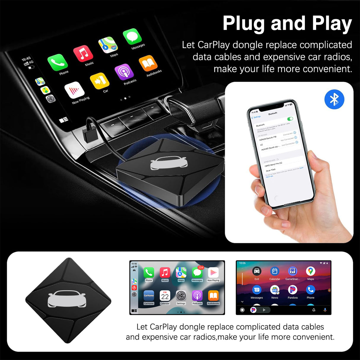 Wireless CarPlay/Android Auto Adapter for Vehicle with OEM Wired CarPlay/Android Auto