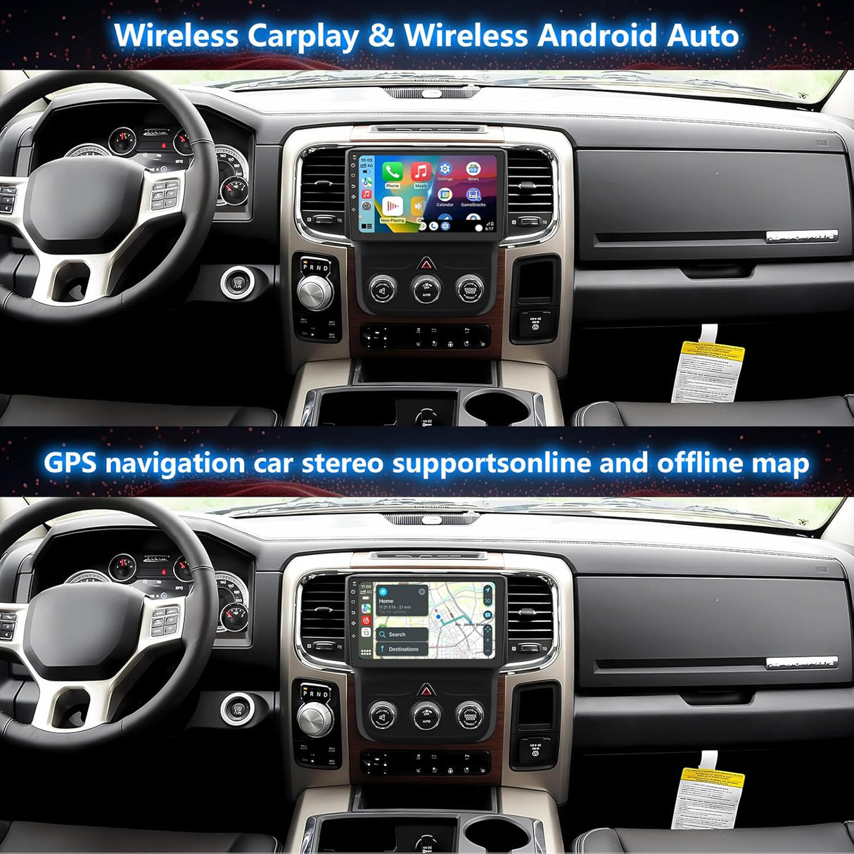 Android 13 Car Radio for 2013-2018 Dodge Ram 1500 2500 3500 Supports Wireless CarPlay/Android Auto