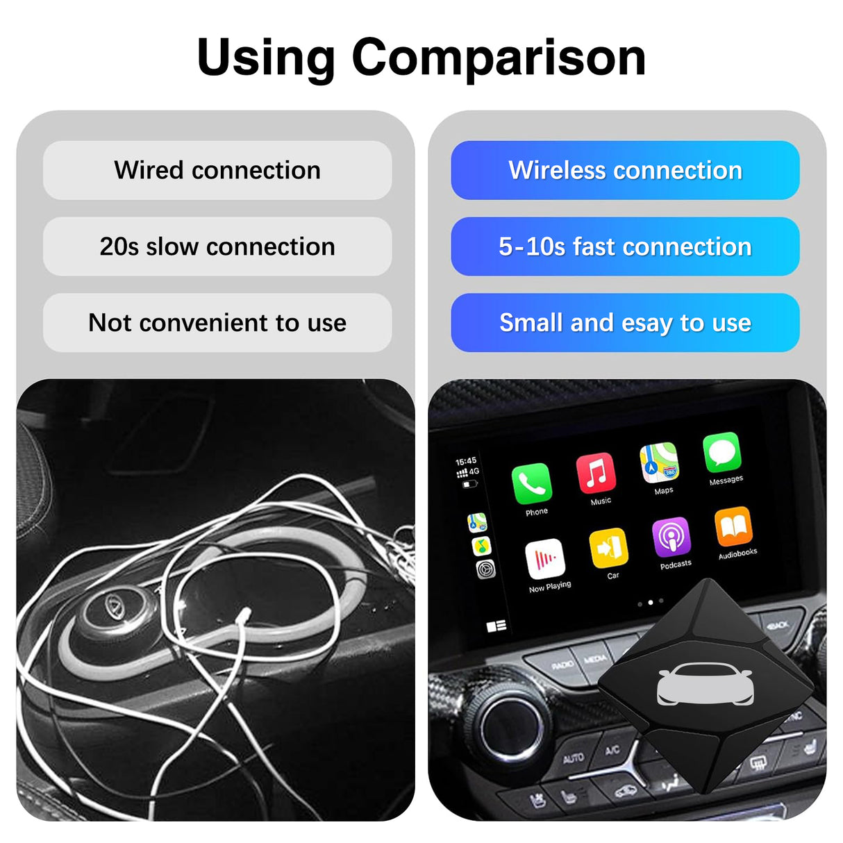 Wireless CarPlay/Android Auto Adapter for Vehicle with OEM Wired CarPlay/Android Auto