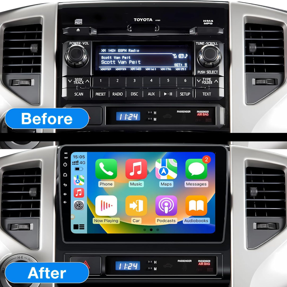 Android 13 Car Stereo for Toyota Tacoma 2005–2015– Supports Wireless CarPlay & Android Auto