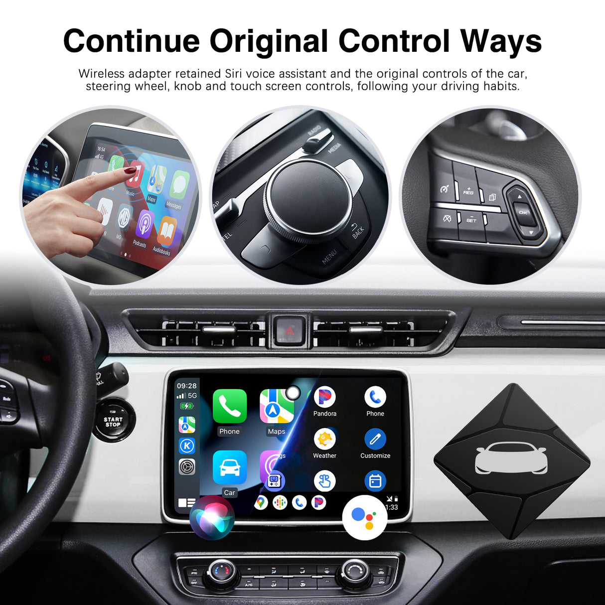 Wireless CarPlay/Android Auto Adapter for Vehicle with OEM Wired CarPlay/Android Auto