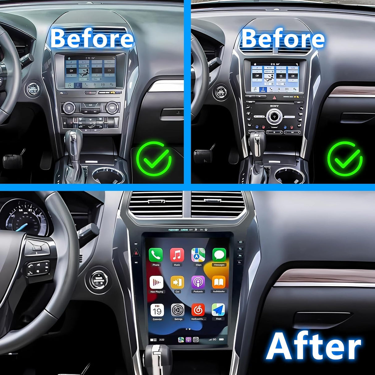 Android 13 Car Stereo for 2011-2019 Ford Explorer with Wireless CarPlay/Android Auto/ Backup Camera