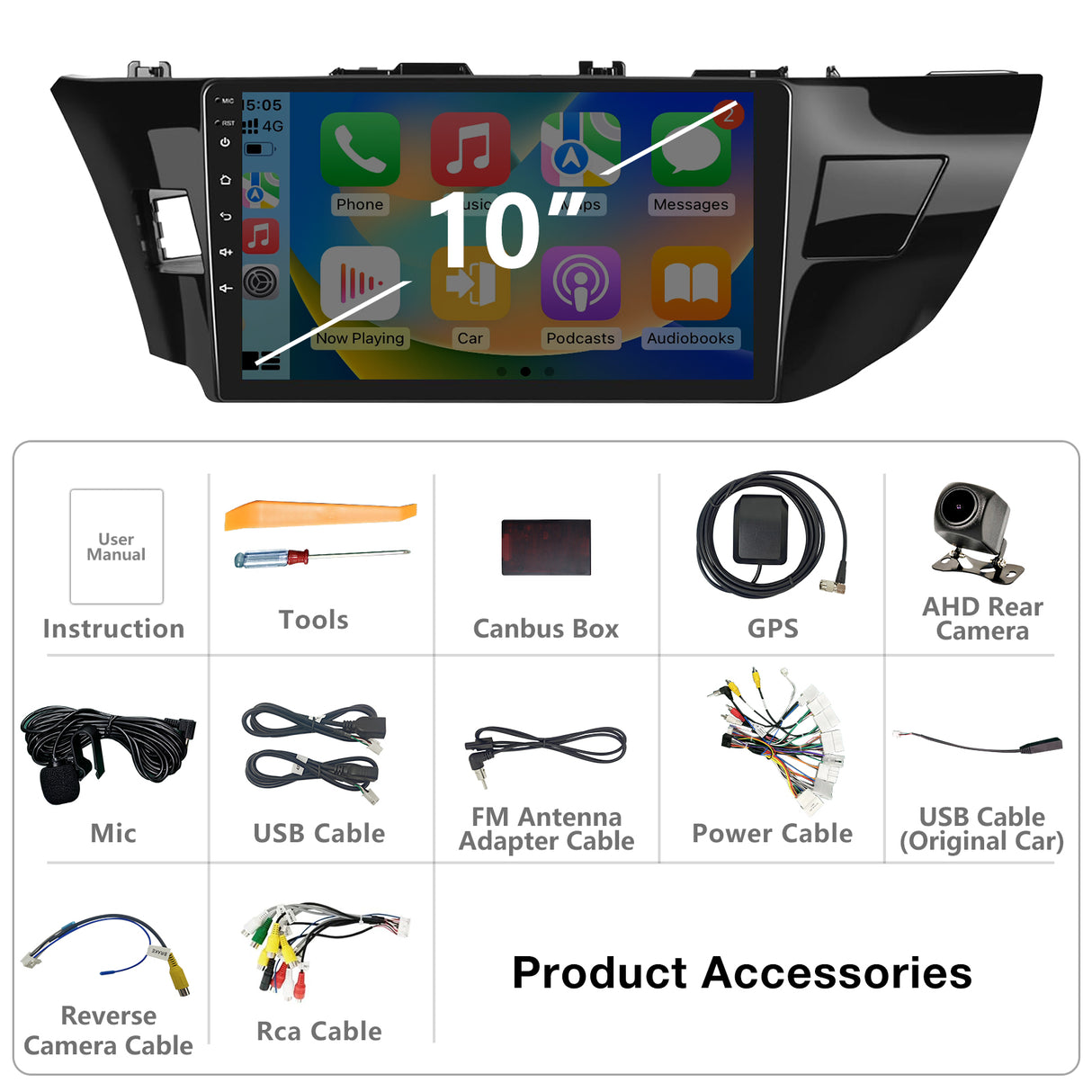 Car Stereo for 2014 2015 2016 Toyota Corolla with Wireless CarPlay Android Auto