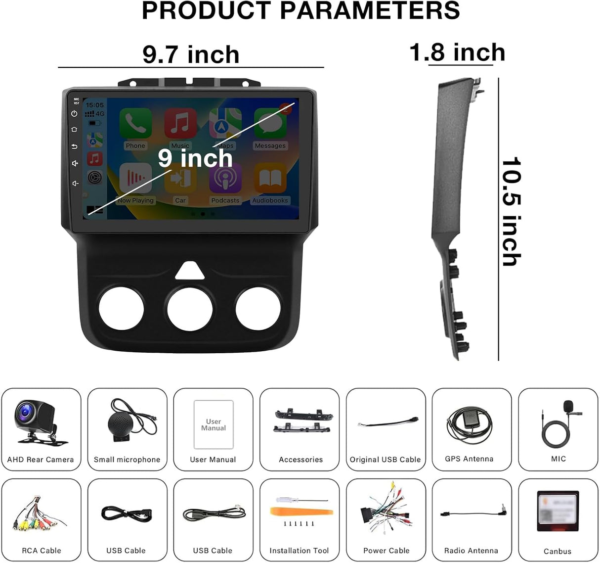 Android 13 Car Radio for 2013-2018 Dodge Ram 1500 2500 3500 Supports Wireless CarPlay/Android Auto