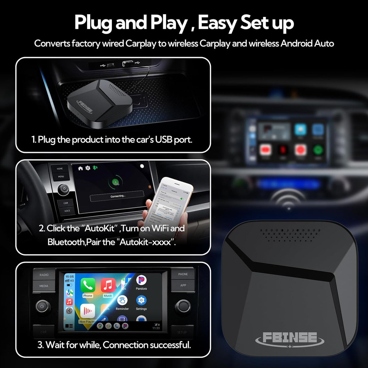 CarPlay AI Box For Car with Wired CarPlay/Android Auto